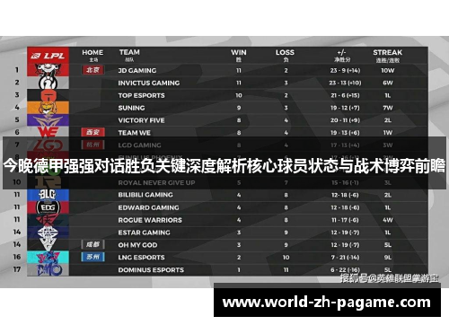 今晚德甲强强对话胜负关键深度解析核心球员状态与战术博弈前瞻